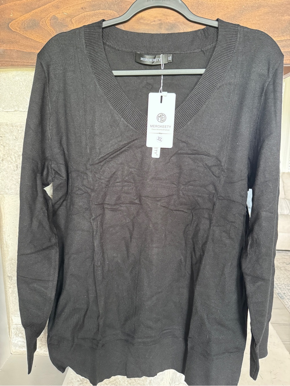 New! Black V-Neck Sweater